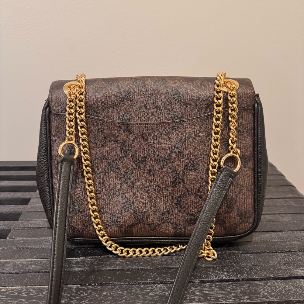 Coach Elodie - Black and Brown Pebble Leather Crossbody Bag - Picture 4 of 15